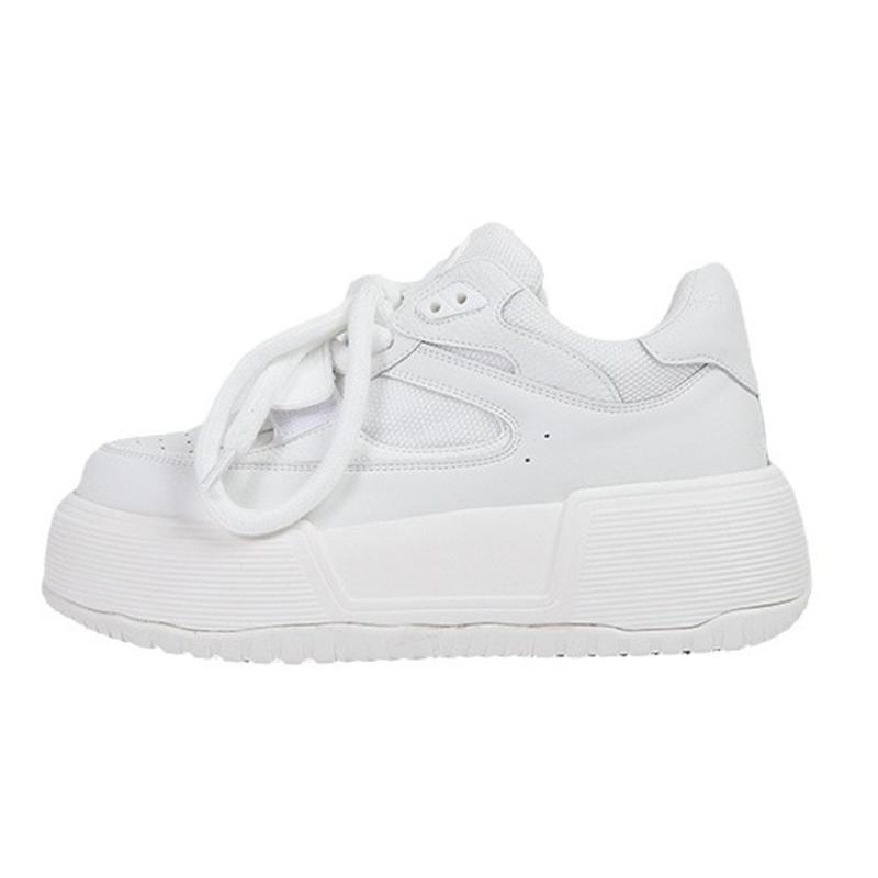 

Женские кроссовки модные дышащие вулканизированные туфли из искусственной кожи на платформе белые повседневные туфли на шнуровке Zapatos Mujer 35