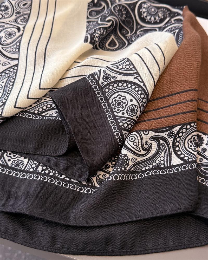 Vintage Cashew Print Women Neck Scarf Cotton Velvet Feeling Hair Scarves Foulard Head Band Shawls Wraps Neckerchief Bandana