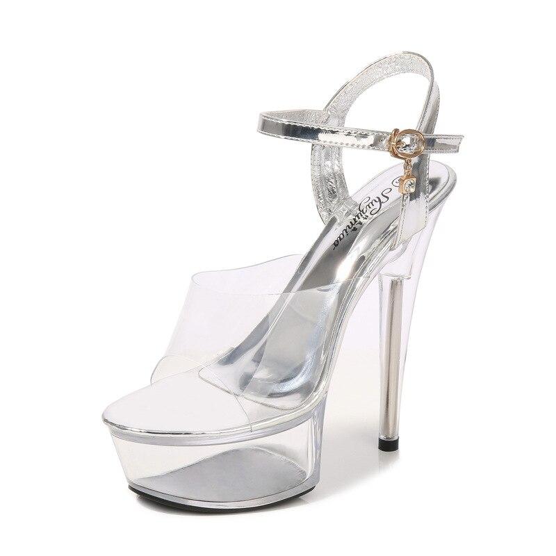 Dámské boty na jehlách Sexy Transparentní křišťálové pantofle Svatební boty Banquet 190 Series 14,5 cm podpatek 5 cm platforma LFD