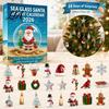 Festive Countdown Ceremony Sea Glass Christmas Advent Calendar, 24-Day Acrylic 2D Ornament Set Holiday Themed Party Supplies with Santa Gingerbread