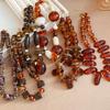 Vintage Maillard Acrylic Large Irregular Beads Choker Necklace For Women Geometric Round Beaded Necklace Autumn Winter Jewelry