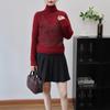 Autumn and Winter New Semi-turtleneck Fake Two-piece Sequined Knitted Sweater Top Slim and Thin Sweater Pullover Inside Women
