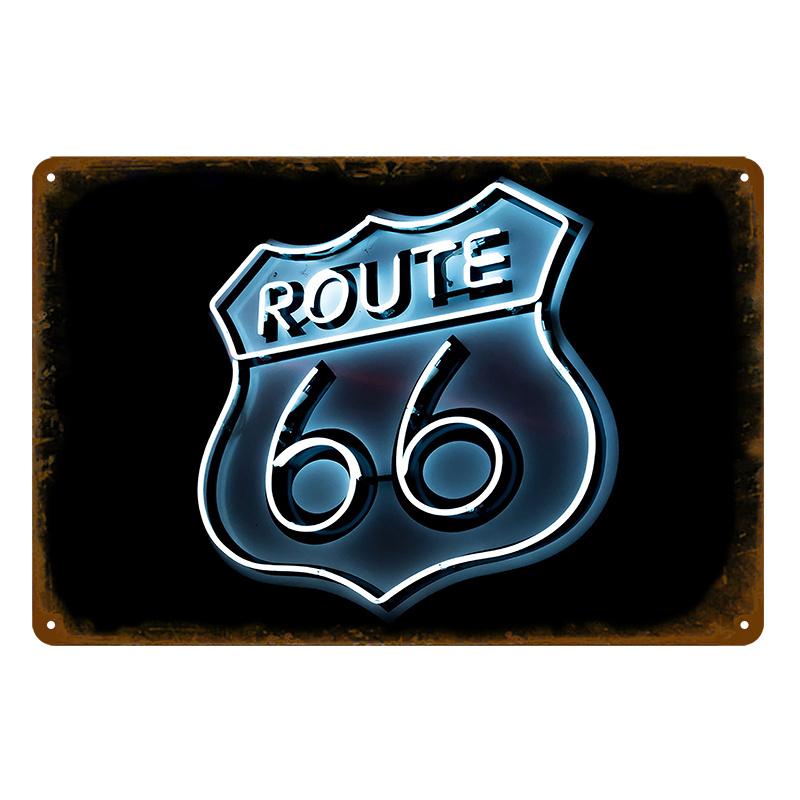 Vintage Route 66 Metal Sign House Plaque Metal Poster Tin Sign Plate Wall Posters Retro Aesthetic Room Decor Wall Art Decoration