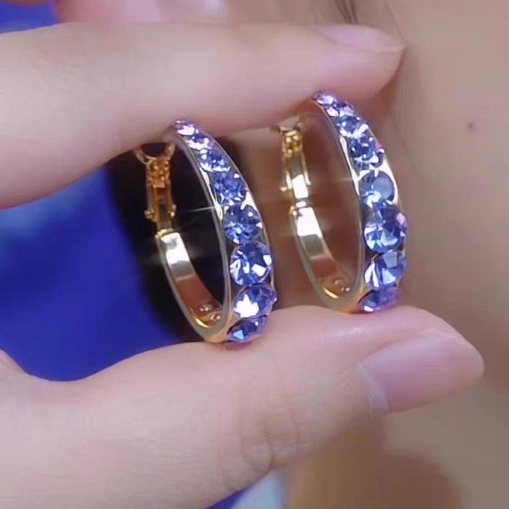 2025 Trendige Retro Strass Kreis Ohrklemmen für Frauen – Super Glänzendes Design