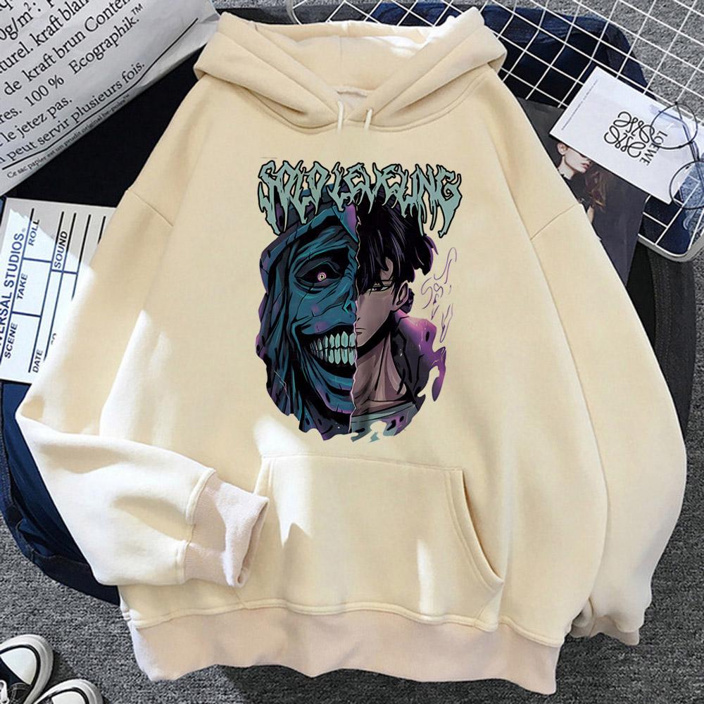 Sung Jin Woo Potisk Mikina s Kapucí Anime Solo Leveling Streetwear Muži Ženy Dlouhý Rukáv Mikiny Harajuku Volná Ležérní Pulovr Mikina