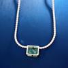Paraiba 925 Sterling Silver Women's Clavicle Necklace with Full Diamond Simulated Luxury Design