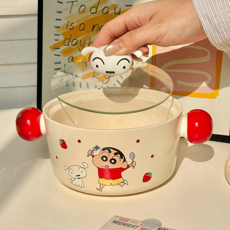 High-value Cute Instant Noodle Bowl with Cover, Student Dormitory Rice Bowl, Household Large-capacity Snail Powder Bowl