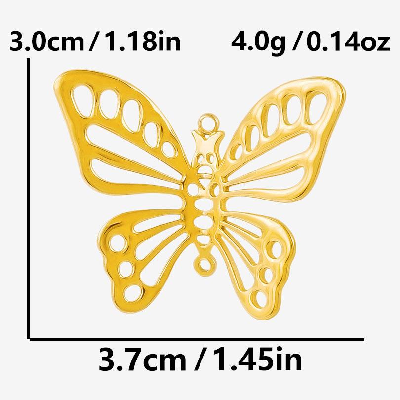 6pcs/Lot Silver/Gold Color Butterfly Animal Pendant Stainless Steel Charm For Jewelry Making Supplies Handmade Keychain Necklace