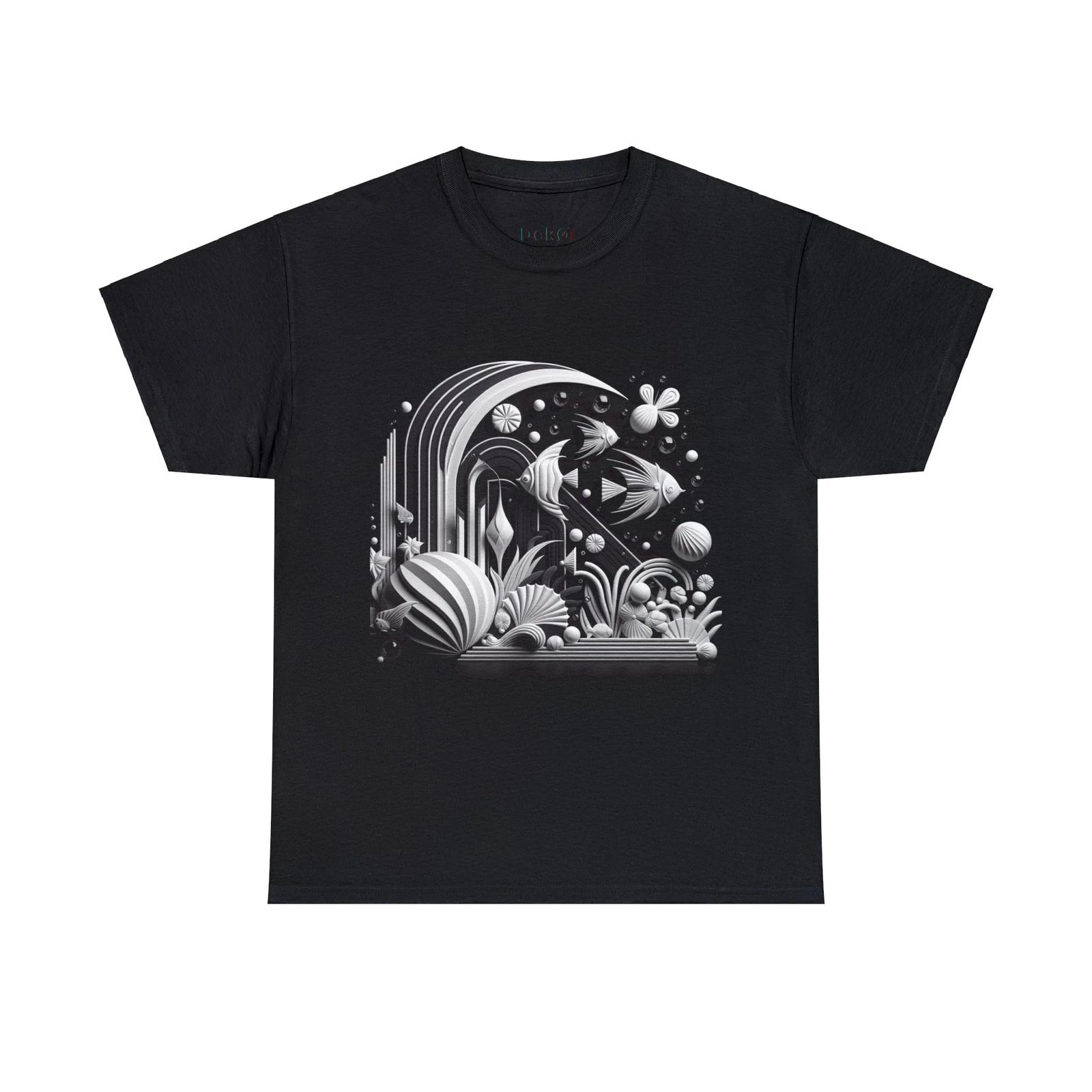 Unisex Adult T Shirt Designer Monochrome Art Deco Underwater Seascape 3D Design S