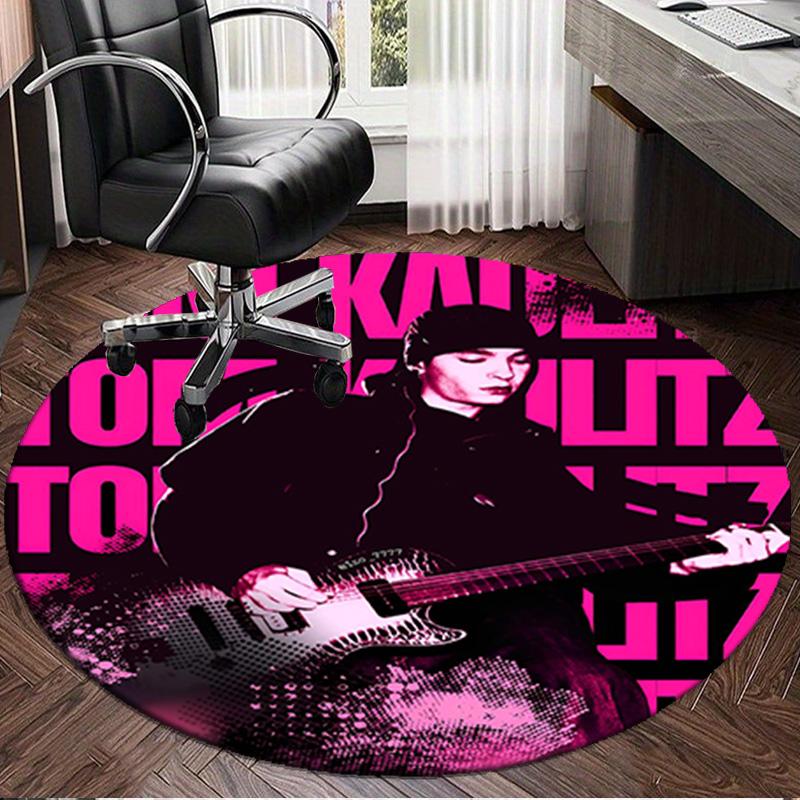 1PC Tokyo-Hotel Music Round Rug, Non-slip Chair Mat, Home Decor, Circle Carpet Perfect for Office, Bedroom, Living Room,Christmas Gift