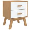 OLDEN Nightstand White and Brown Solid Pine Wood