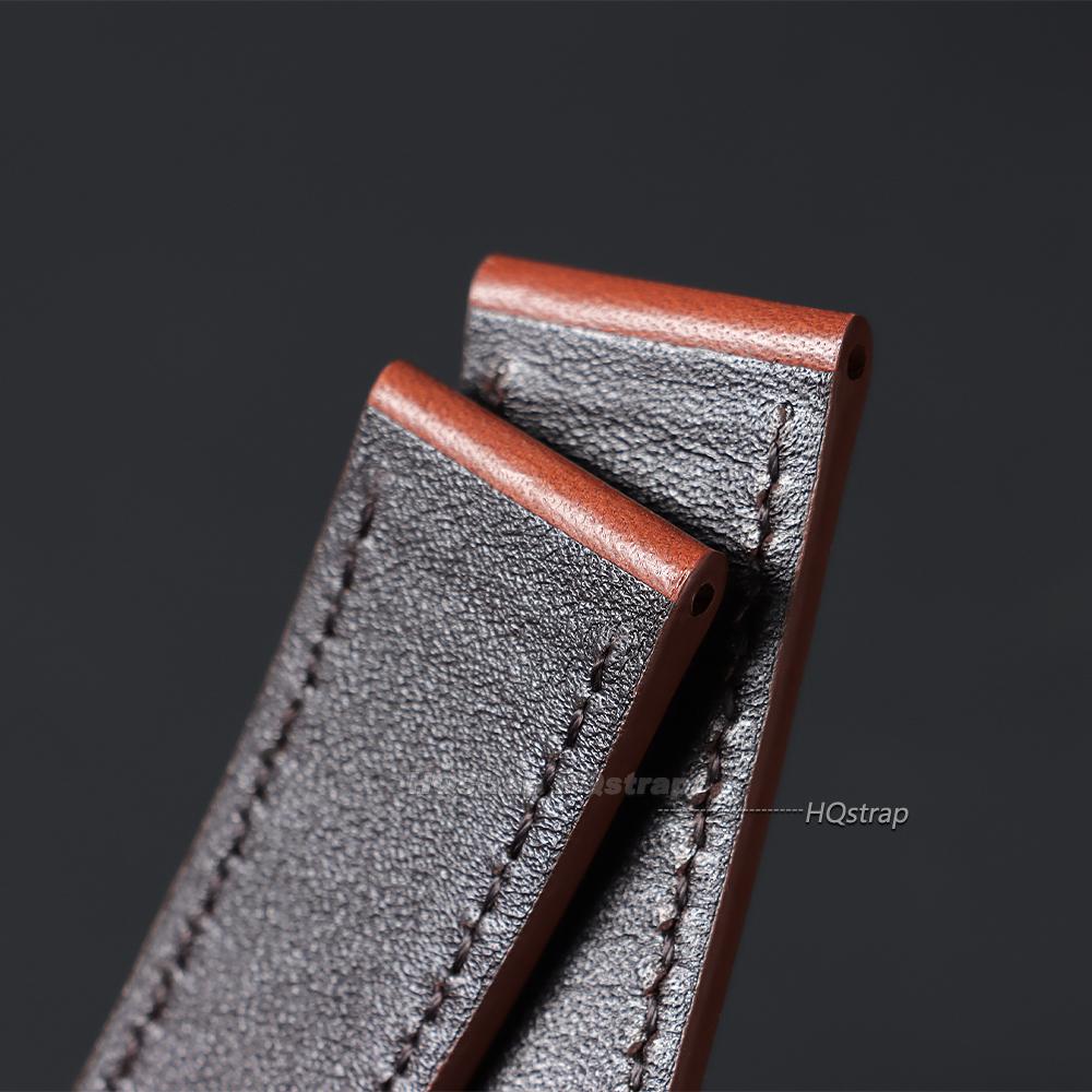Smooth Calfskin Leather Watch Band 20mm 22mm Straps Stainless Steel Butterfly Buckle Leather Bracelet Black Brown Wristband Belt