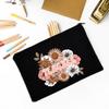 Teacher Flower Print Pencil Case Travel Makeup Bag School Stationery Supplies Storage Bags Wash Pouch Cosmetic Bags Teacher Gift