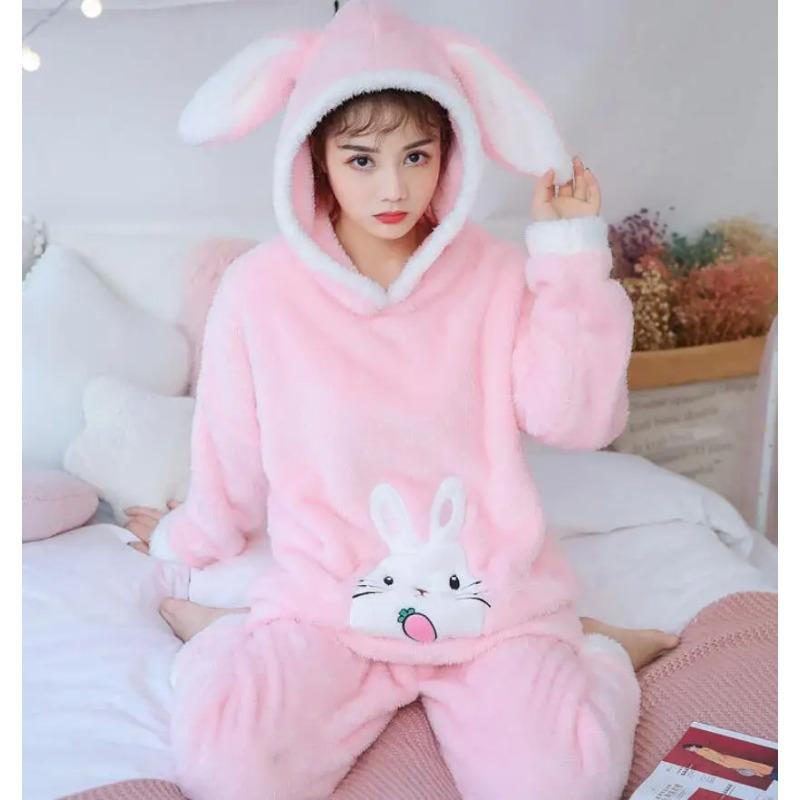 Winter Thick Warm Flannel Pajamas Sets for Women Sleepwear Home Clothing Pajama Home Wear Pyjamas Set