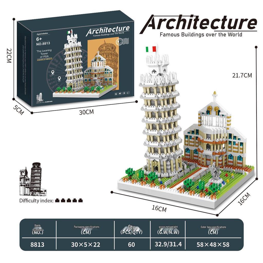London Twin Towers Architectural Model Puzzle - High Difficulty Brain-Teaser Blocks Ornament