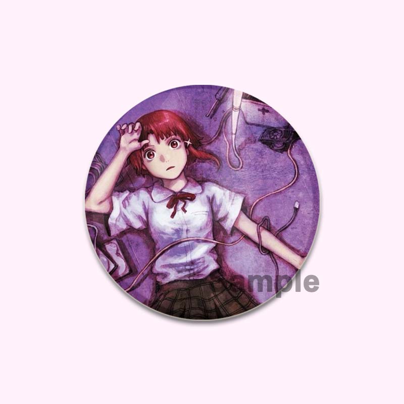 Anime Serial Experiments Lain 32/44/58mm Simple Button Pin Snap In Design Cartoon Brooches Daily Stylish Ornament Handmade Badge