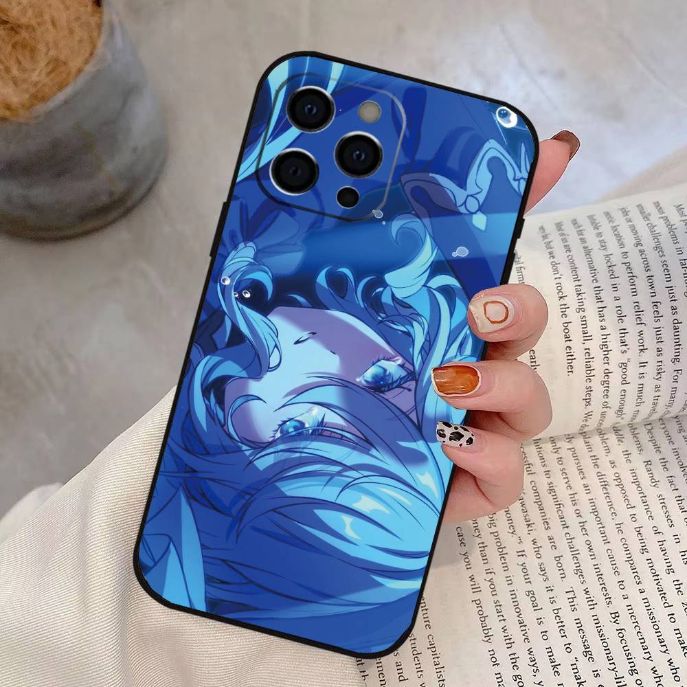 Genshin Impact Furina Phone Case For iPhone 17,16,15,14,13,12,11 Plus,Pro Max,XS,Soft Silicone Black Cover