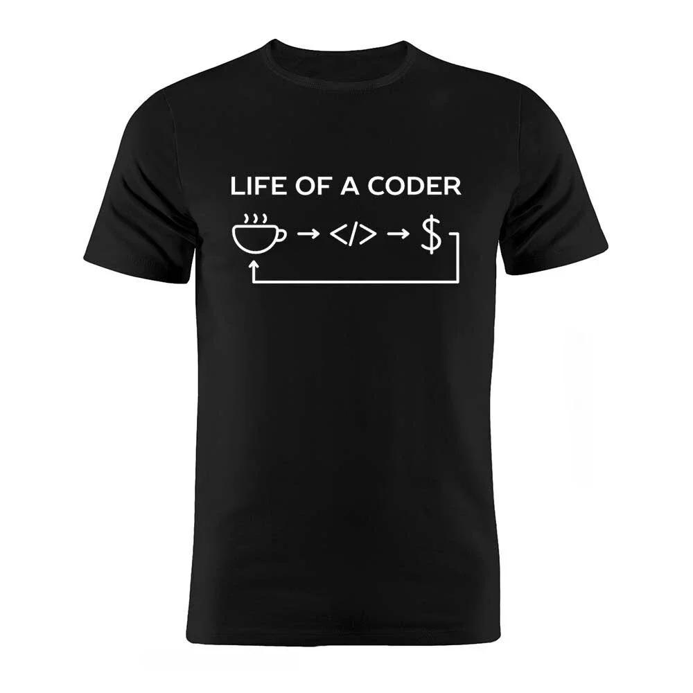 Men's Funny Coder T Shirt  Evolution Developer Programmer Tee Shirts Computer Science Software Engineer Geek Tops Tees
