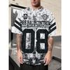 Manfinity LEGND Men's Fashionable Tie-Dye Letter & Number Print Dropped Shoulder T-Shirt, Summer