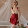 Women's French Style Silky Lace Padded Cami Sleep Dress with Robe Lounge Set