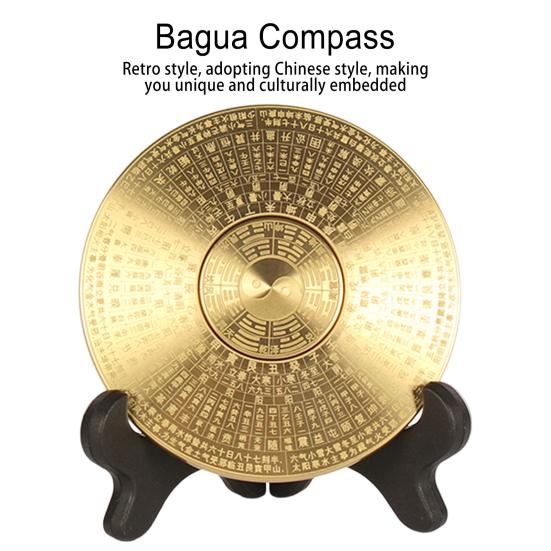 Rotatable Feng Shui Compass Rustproof Retro Style Chinese Tai Chi Bagua Brass Compass Desktop Decoration