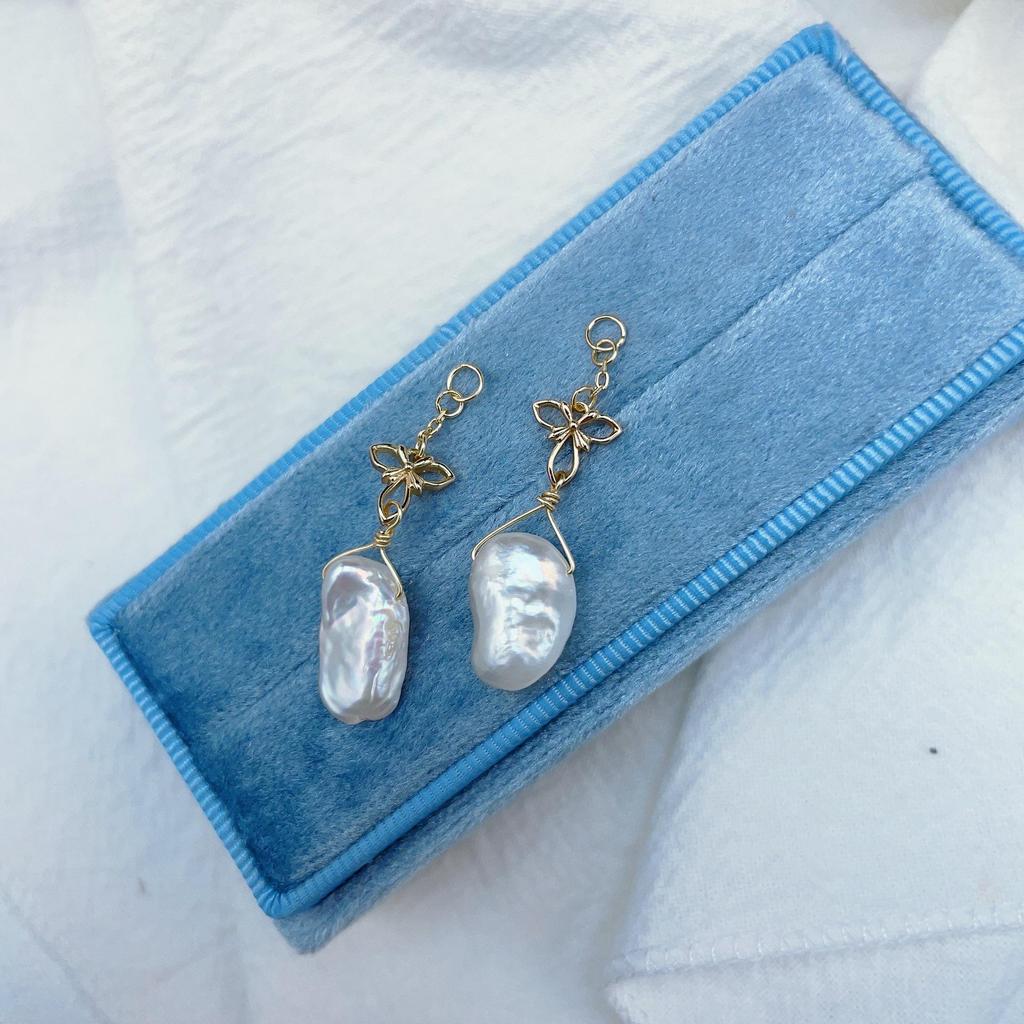 Japanese-Style Retro Minimalist Lemon Crystal and Natural Pearl Drop Earrings, 925 Silver Gold-Plated