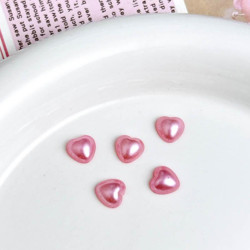 Hot Selling Resin Big and Small Love Heart Nail Art Jewelry Pink White Glossy Pearlescent Diy Nail Accessories Big pink heart