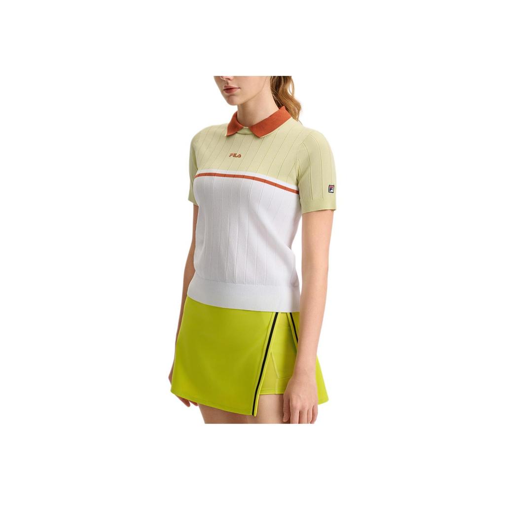 New FILA Athletics Polo Shirt Women's Glow Orb Green A11W523401F-LG