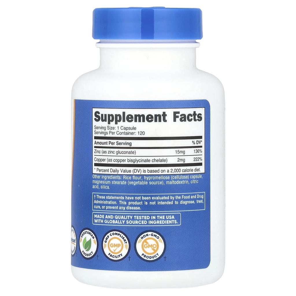 Zinc + Copper, 120 Capsules