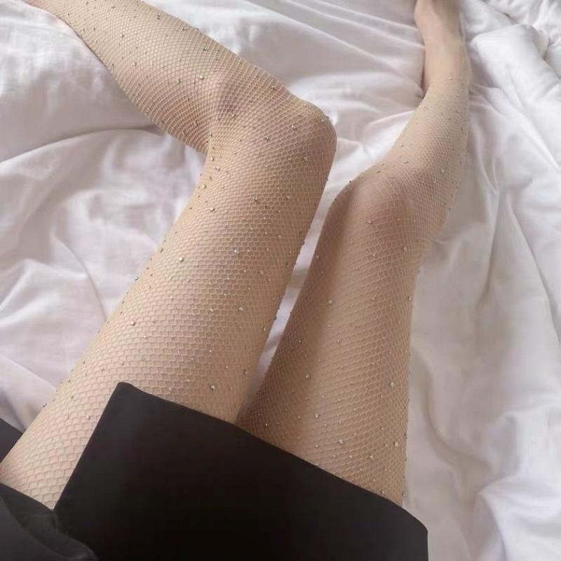 

Чулки Diamond Black and White для женщин, шелковые антизацепные, не снимаются, рыболовная сеть, черные шелковые, сексуальные женские чулки Jk