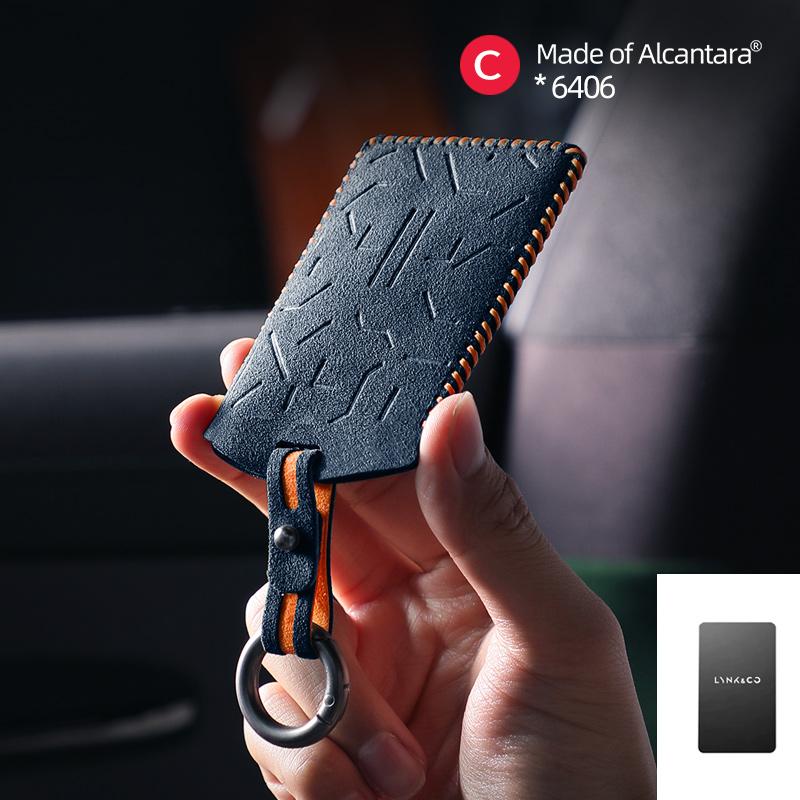 Interior Mouldings Alcantara For LYNK & CO 08 Car Key Case Suede Leather Keychain Auto Accessories Smart Remote Protector Card C
