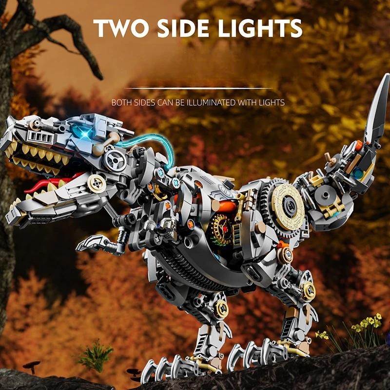 Mechanical T-Rex Skull Building Blocks Creative Technical MOC Model Kit STEM Educational Construction Toy for Adults Kids Gift