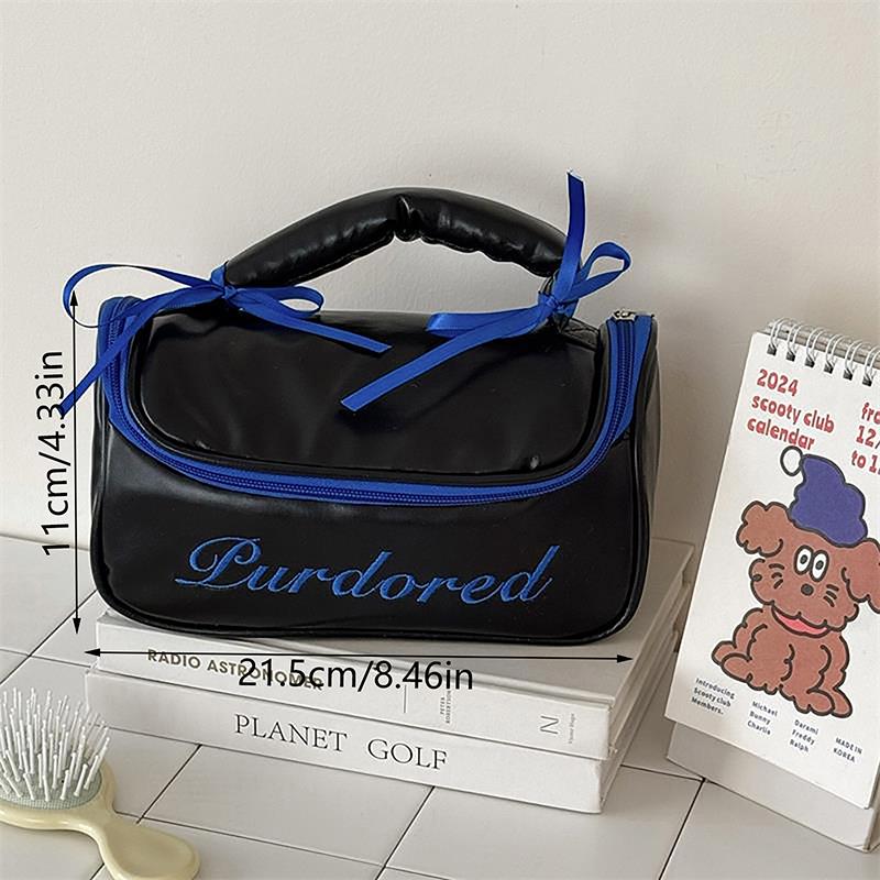 Cute Ballet Style Leather Cosmetic Bags Large Capacity Handbag Travel Portable Storage Bags Toiletry Bags Girly Makeup Bag Gifts