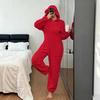 Women's Hooded Long Sleeve Pajama Jumpsuit for Casual and Sleep
