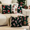 Christmas Pillow Covers Embroidered Lollipop American Holiday Decoration for Sofa Couch Bed Bedroom Cushion Case