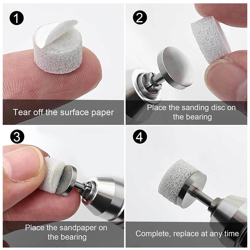 50Pcs 10 Mm Self-Adhesive Replaceable Sponge Buffing Pads Stainless Steel Disk For Pedicure Polish Accessories