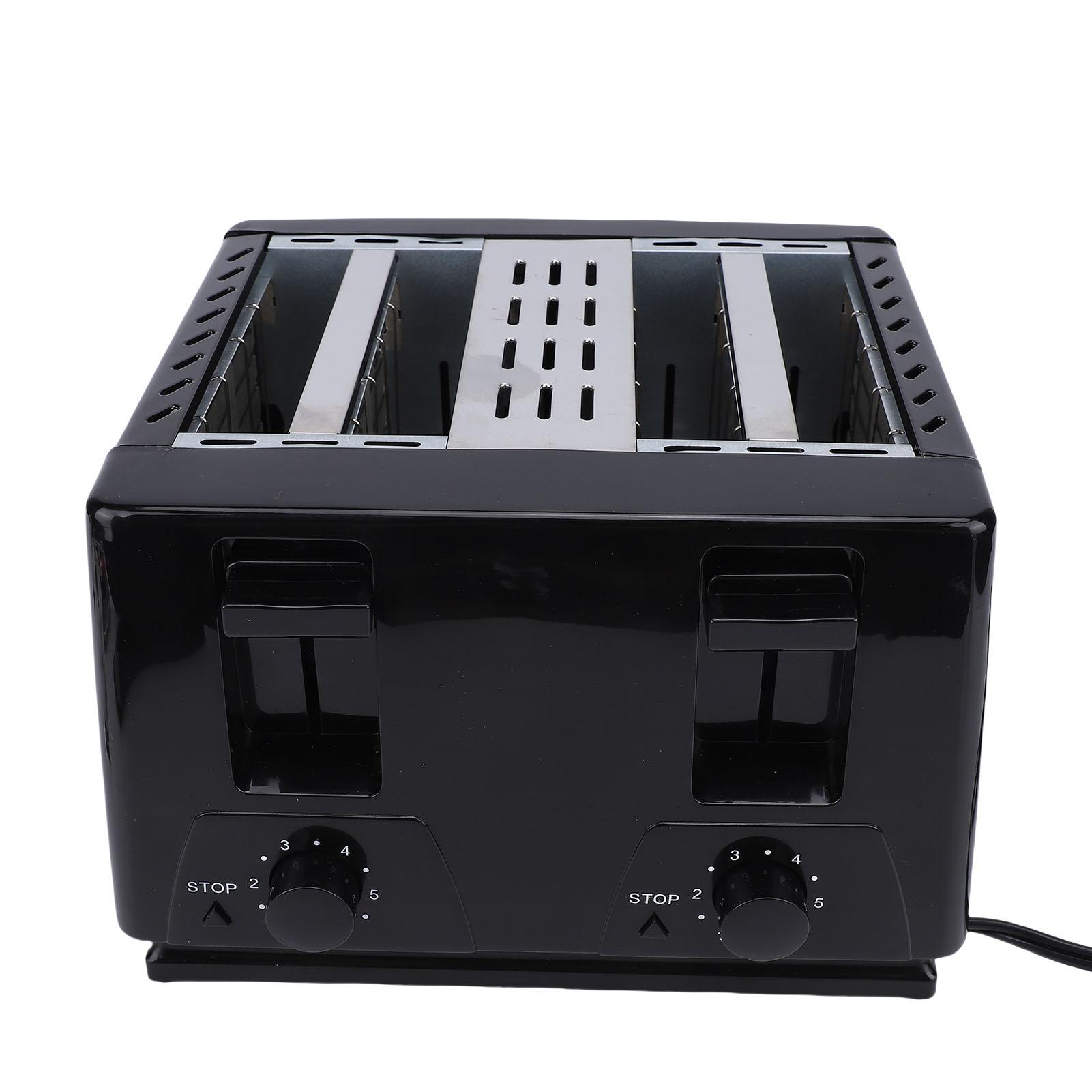 

4 Тостер Компактный из нержавеющей стали Электрический тостер с 6 настройками Очень широкие слоты Съемный поддон для крошек для завтрака