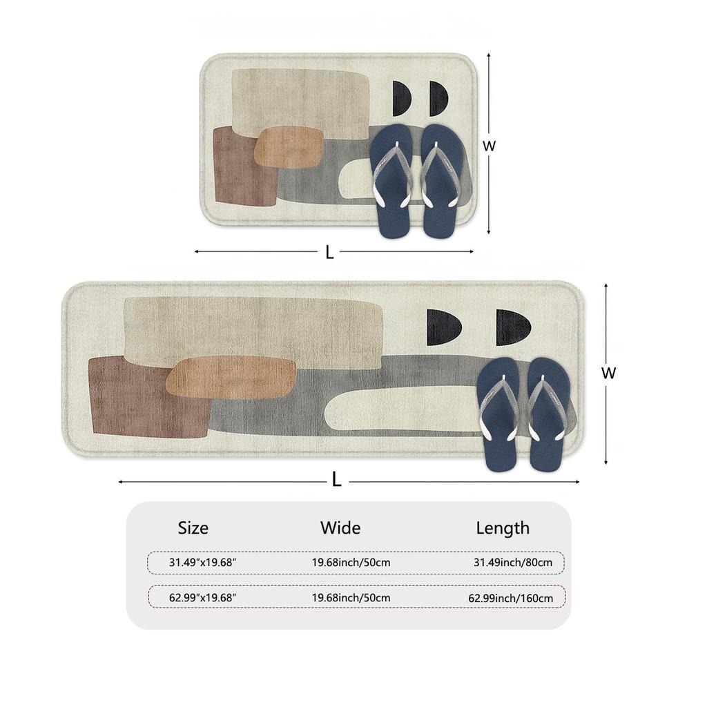 Nordic Morandi Thickened Flannel Kitchen Carpet 50x80cm+50x160cm Rugs for Kitchen Laundry Room Bedroom Bedside and Doorway for Home Decoration