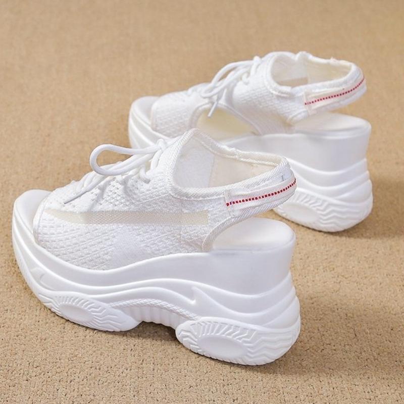 2025 Sommer Neu Heißer Verkäufer Weiß Damen Plateau Sandale Fischmaul Schuhe Hohe Absätze Klobiges Plateau Sportsandalen Damen Sneaker