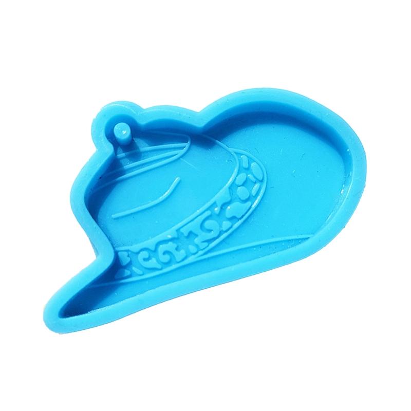 Shiny Glossy Horse Riding Cowboy Hat Keychain Silicone Epoxy Resin Mold DIY Pendant Jewelry for Valentine Gift Craft