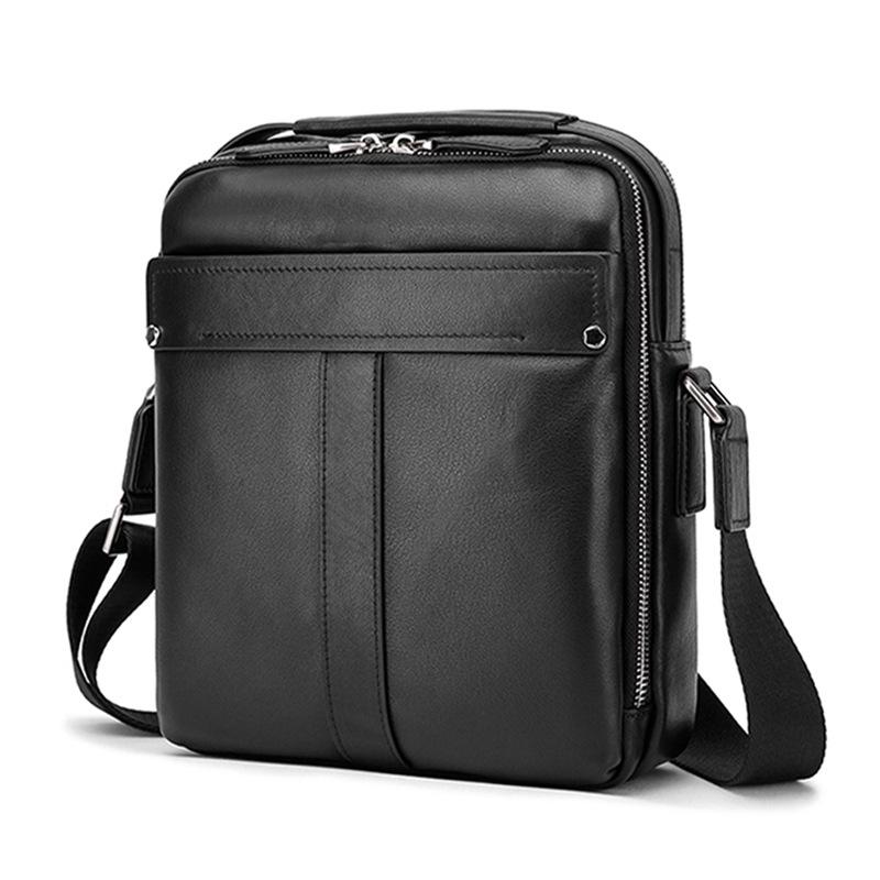 

Сумка на одно плечо мужская, из натуральной кожи, повседневная, деловая, с верхним слоем, сумка через плечо, простая, почтальон, чартерный рейс, можно носить с собой рюкзак чёрный