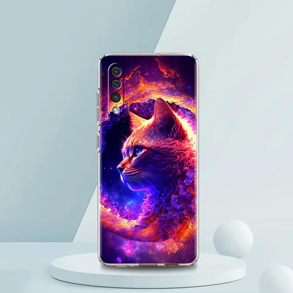 CARTOON CAT Transparent Phone Case for Samsung Galaxy A12 A50 A52 A70 A40 A10 A20 A30 A02 A03S A04 Cover Silicone Shell Capa Bag