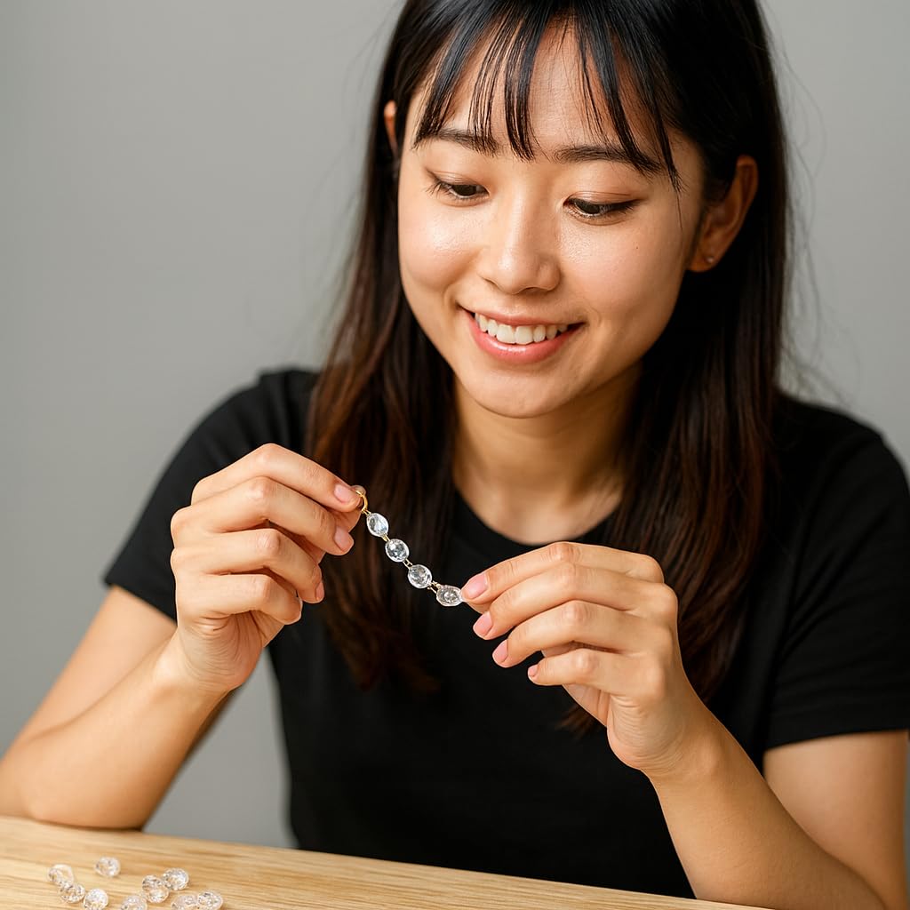 (S-Net) 300 Clear Octagonal Crystal Beads, 14mm, Two-Hole, for Accessories, Curtain Curtains, Crafts, Chandeliers, and Decorative Parts