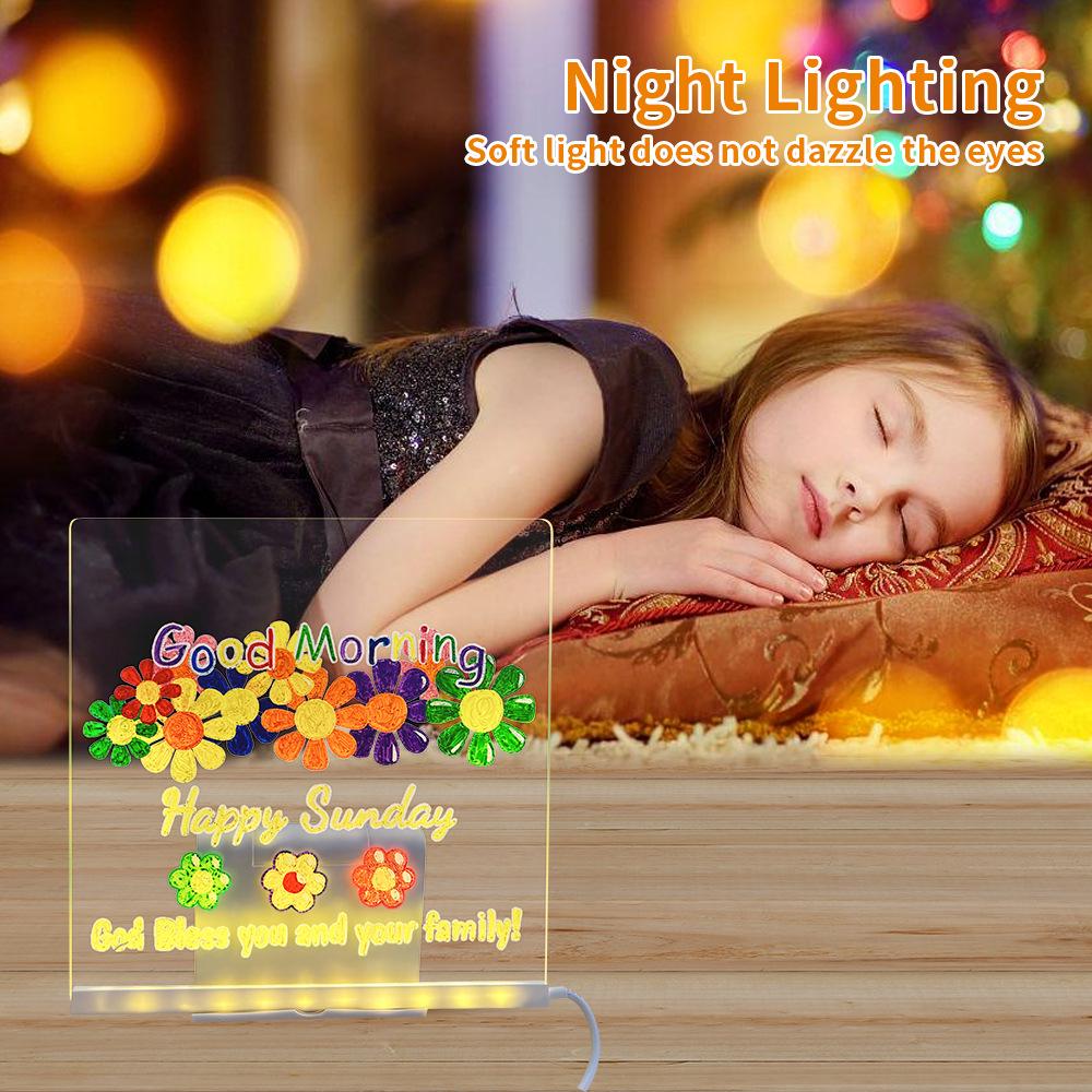 Acrylic Night Light Whiteboard: USB Holiday Decorative Children's Drawing Display