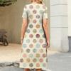 Ladies' Floral Printed Casual And Fashionable Short Sleeved Round Neck Dress