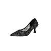 Mode Neue Frühling/Sommer Stoff Flache Schuhe für Damen Mode Spitze Mesh Spitzschuh Damen Pumps Atmungsaktiv Hohe Absätze Aprikose Schwarz