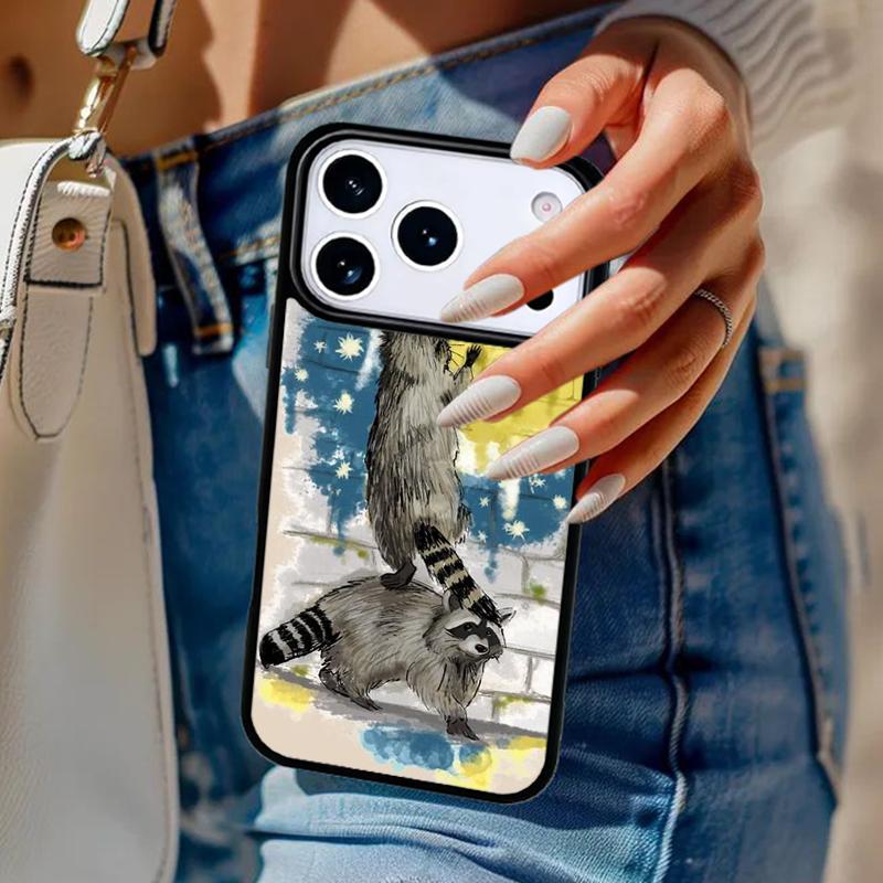 

Cartoon Raccoon Kawaii print Phone Case For iPhone 17 Air 14 15 13 12 Max Cover For Apple 14 15 16 16e 11 Pro Max Plus Coque iPhone 16e