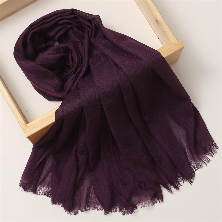 Foreign Trade Silk Scarf Cotton And Linen Headscarf Women'S Spring And Summer Solid Color Japanese And Korean Scarf Sun Protection Warm Shawl Hair