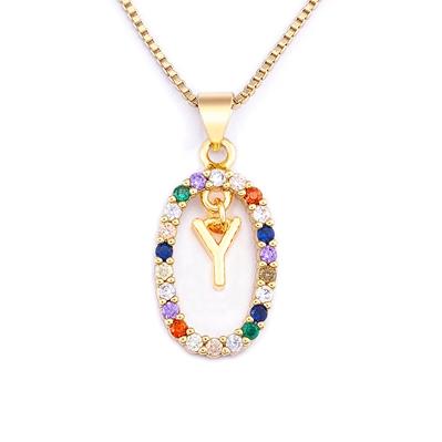 Nidin New Colorful 26 Letters A - Z Initial Alphabet Pendant Long Chain Necklace Jewelry Women Accessories Gift