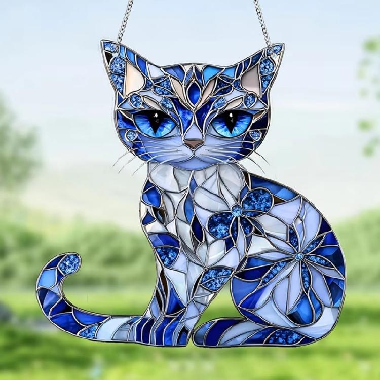 Reflective Acrylic Kitten Sculpture Hanging Ornament Miniature Acrylic Kitten Decoration For Wall Garden Yard Balcony